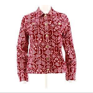 Liz Claiborne NY Button Front Jean Jacket Henna Red SIZE 4